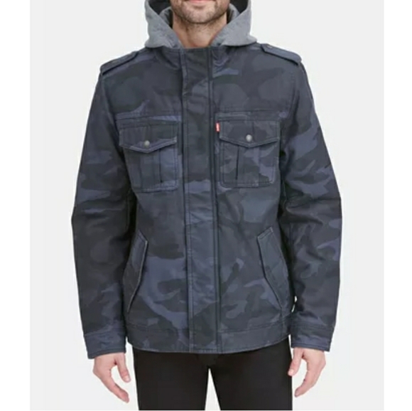 Levi's two pocket hooded trucker jacket navy/camo - Picture 6 of 8